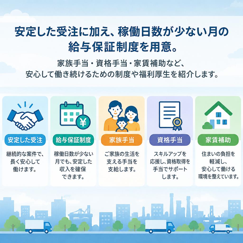 収入の不安を軽減。正社員として働きやすい待遇